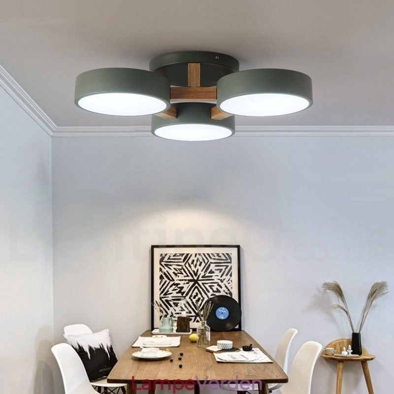 Trælysekrone moderne moderne nordisk stil flush-mount loftslampe med akrylskærm