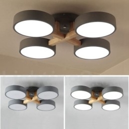 Trælysekrone moderne moderne nordisk stil flush-mount loftslampe med akrylskærm