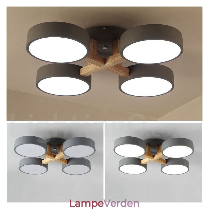 Trælysekrone moderne moderne nordisk stil flush-mount loftslampe med akrylskærm