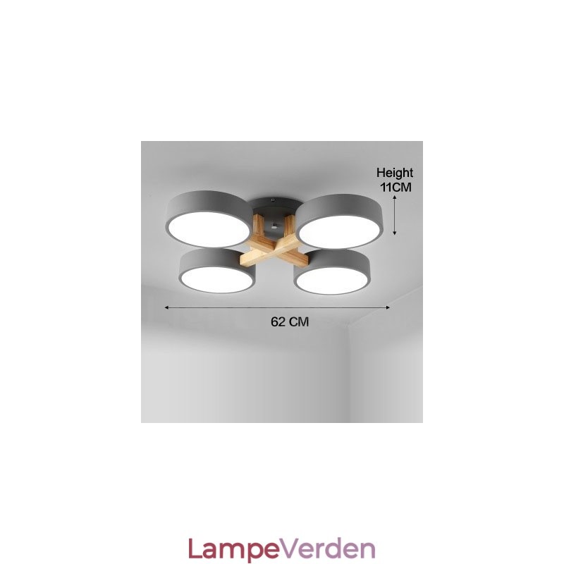 Trælysekrone moderne moderne nordisk stil flush-mount loftslampe med akrylskærm