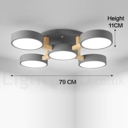 Trælysekrone moderne moderne nordisk stil flush-mount loftslampe med akrylskærm