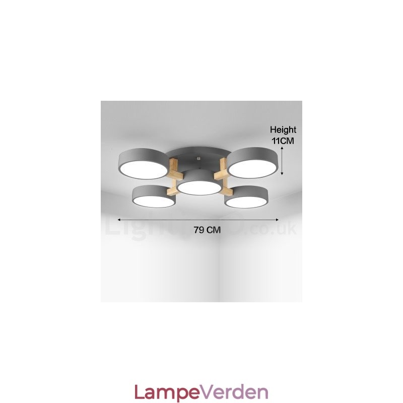 Trælysekrone moderne moderne nordisk stil flush-mount loftslampe med akrylskærm