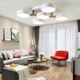 Trælysekrone moderne moderne nordisk stil flush-mount loftslampe med akrylskærm
