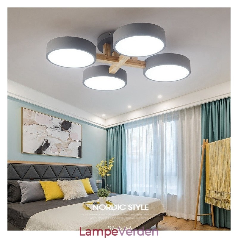Trælysekrone moderne moderne nordisk stil flush-mount loftslampe med akrylskærm