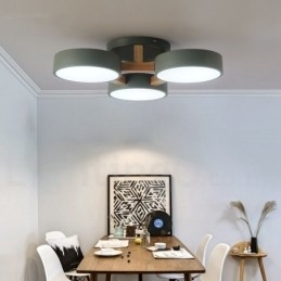 Trælysekrone moderne moderne nordisk stil flush-mount loftslampe med akrylskærm