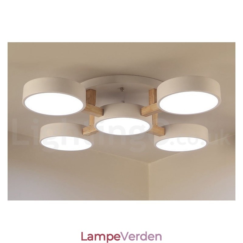 Trælysekrone moderne moderne nordisk stil flush-mount loftslampe med akrylskærm