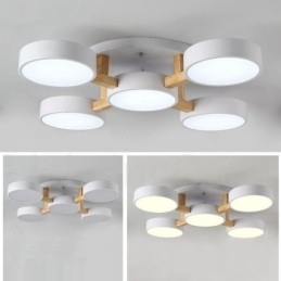 Trælysekrone moderne moderne nordisk stil flush-mount loftslampe med akrylskærm