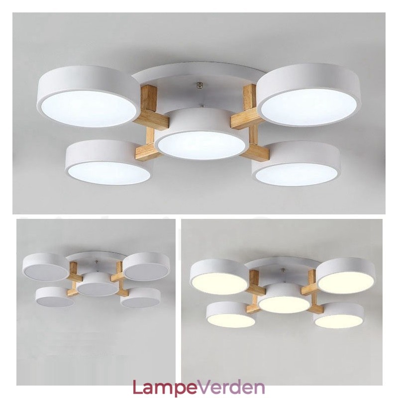 Trælysekrone moderne moderne nordisk stil flush-mount loftslampe med akrylskærm
