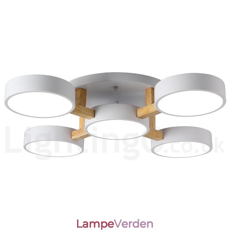Trælysekrone moderne moderne nordisk stil flush-mount loftslampe med akrylskærm