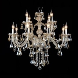 12 lys Retro Cognac farve K9 Crystal Moderne lysekrone