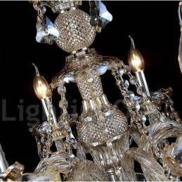 12 lys Retro Cognac farve K9 Crystal Moderne lysekrone