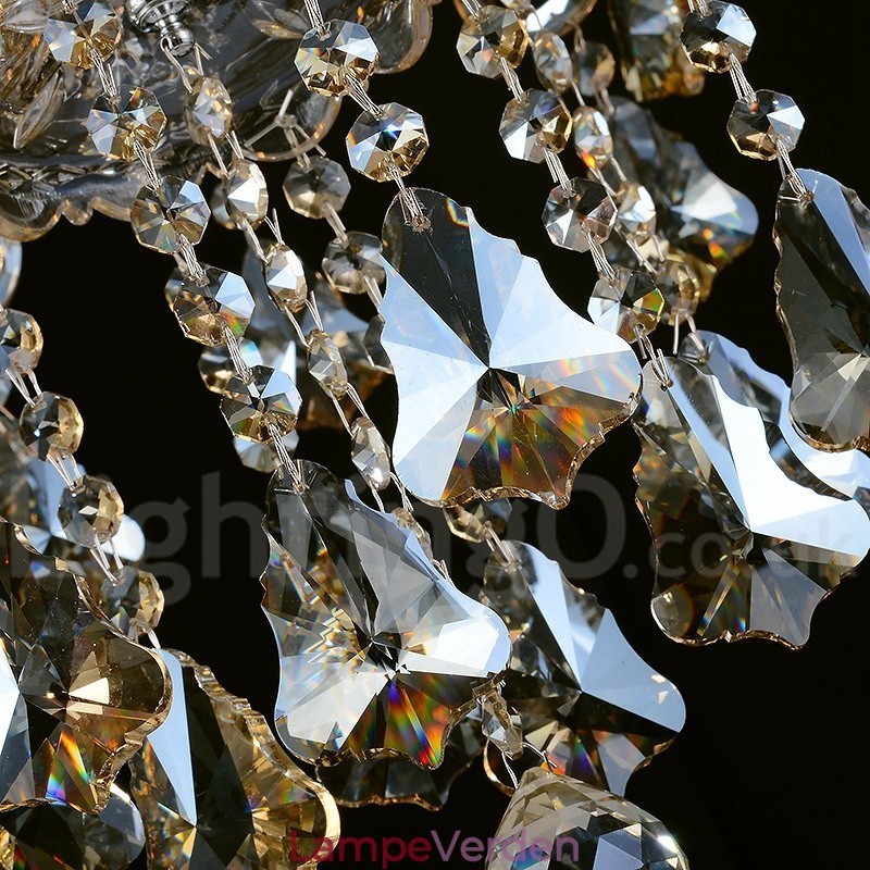 12 lys Retro Cognac farve K9 Crystal Moderne lysekrone