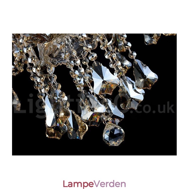 12 lys Retro Cognac farve K9 Crystal Moderne lysekrone