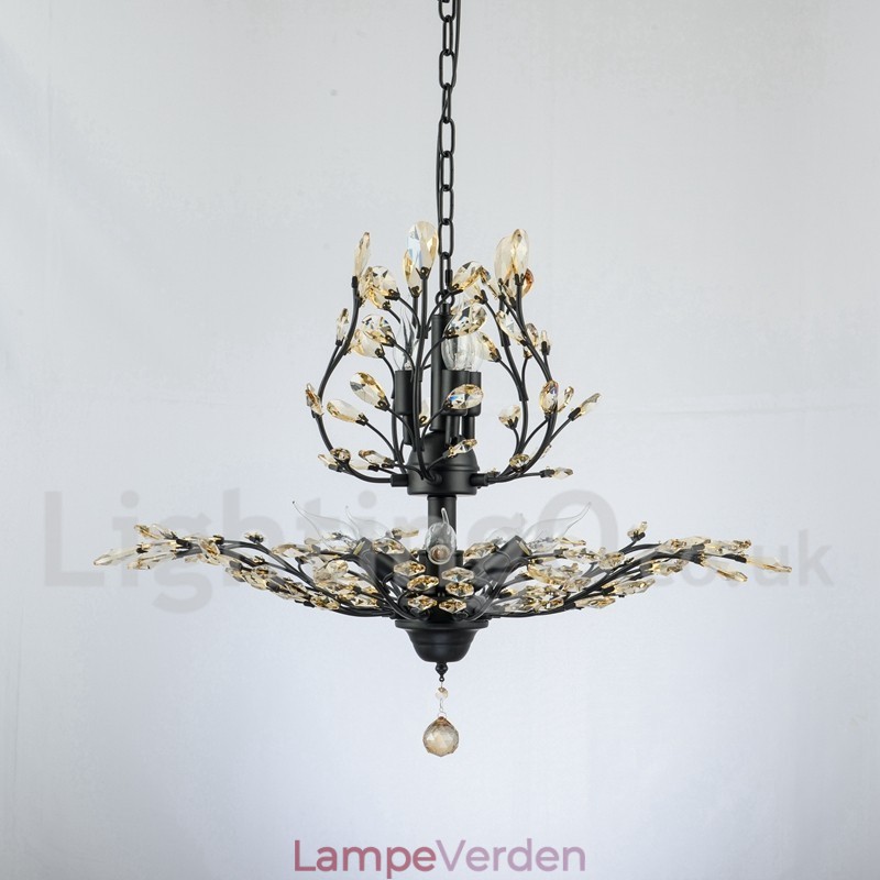 Krystal jern maleri lysekrone med krystal moderne belysning lampe