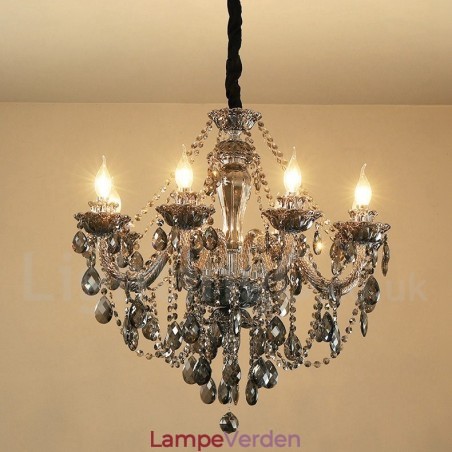 8 lys Retro grå farve K9 krystal stearinlys stor lysekrone