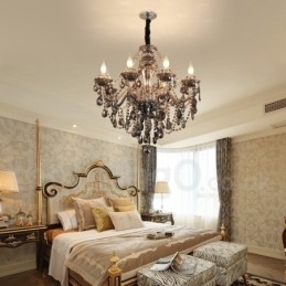 8 lys Retro grå farve K9 krystal stearinlys stor lysekrone