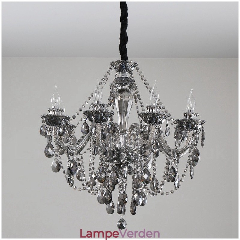 8 lys Retro grå farve K9 krystal stearinlys stor lysekrone