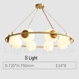 Rustik Lodge Rund Lysekrone i Pure Brass Bean Style med hvide nuancer