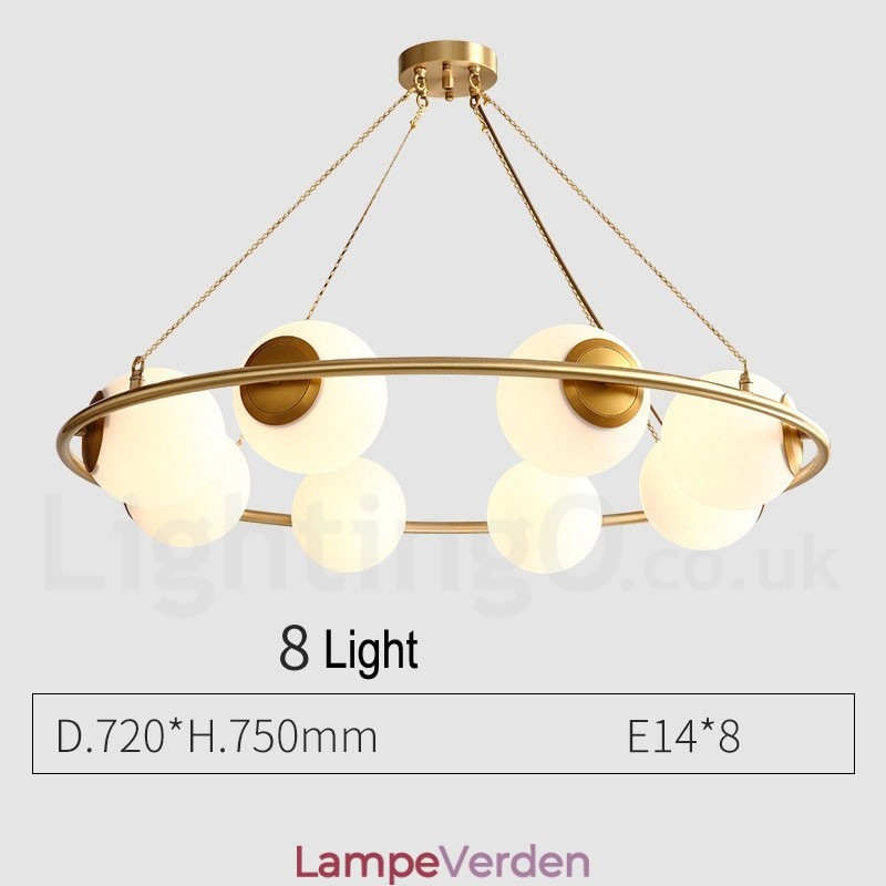 Rustik Lodge Rund Lysekrone i Pure Brass Bean Style med hvide nuancer