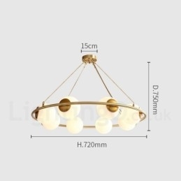 Rustik Lodge Rund Lysekrone i Pure Brass Bean Style med hvide nuancer