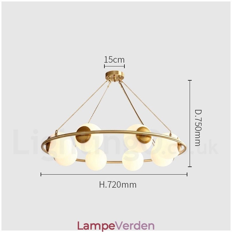 Rustik Lodge Rund Lysekrone i Pure Brass Bean Style med hvide nuancer
