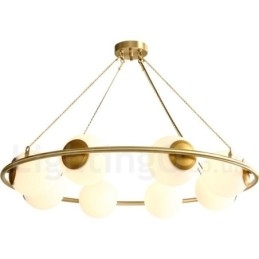 Rustik Lodge Rund Lysekrone i Pure Brass Bean Style med hvide nuancer