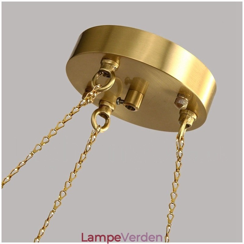 Rustik Lodge Rund Lysekrone i Pure Brass Bean Style med hvide nuancer