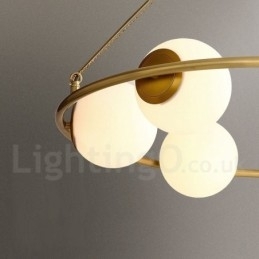 Rustik Lodge Rund Lysekrone i Pure Brass Bean Style med hvide nuancer