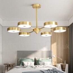 Pure Brass Rustic Lodge Roterbar lysekrone med akrylskærme