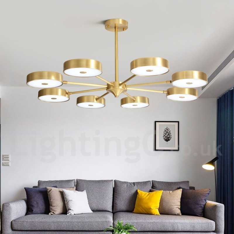 Pure Brass Rustic Lodge Roterbar lysekrone med akrylskærme