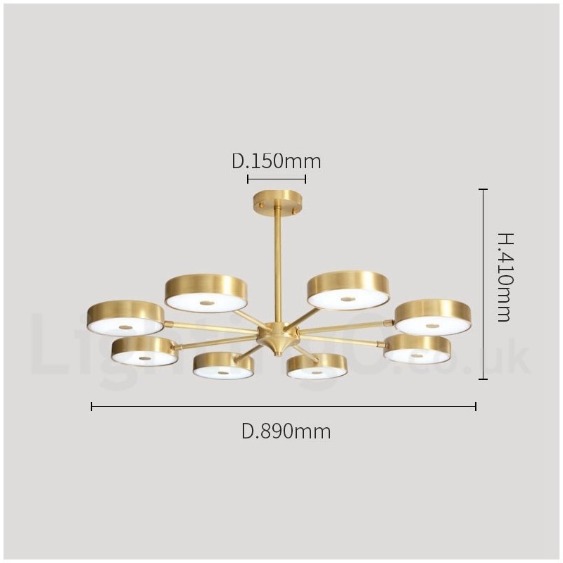 Pure Brass Rustic Lodge Roterbar lysekrone med akrylskærme