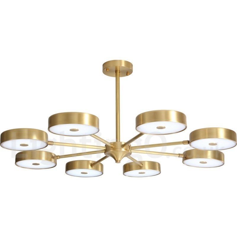 Pure Brass Rustic Lodge Roterbar lysekrone med akrylskærme