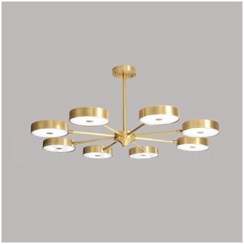 Pure Brass Rustic Lodge Roterbar lysekrone med akrylskærme
