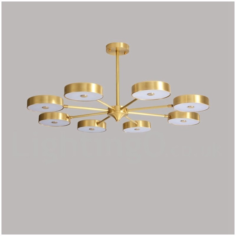 Pure Brass Rustic Lodge Roterbar lysekrone med akrylskærme