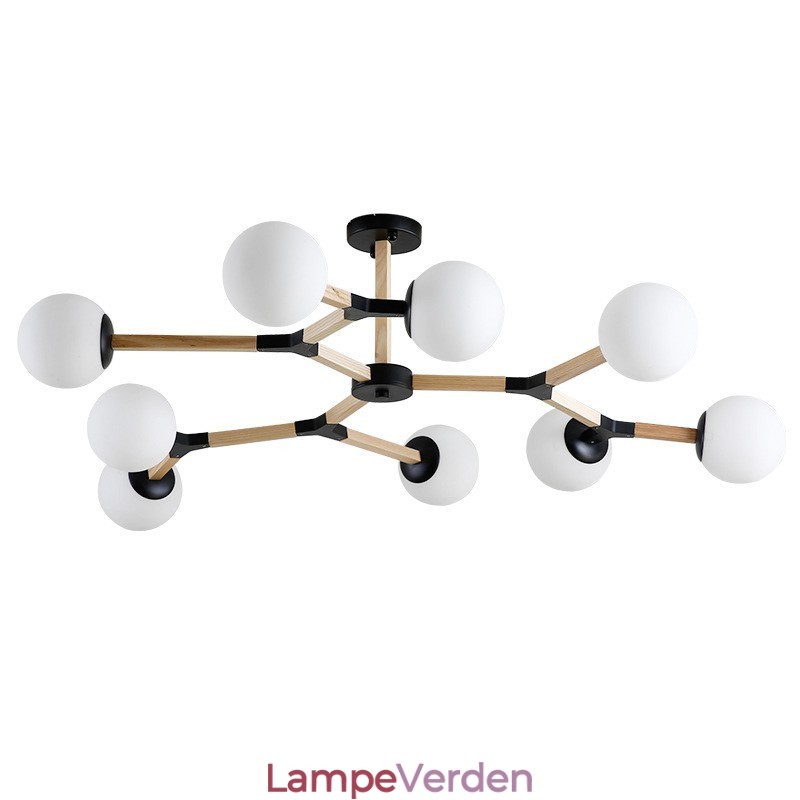 Træ Nordisk Moderne Magic Bean Træ Molecular lysekrone med glasskærme