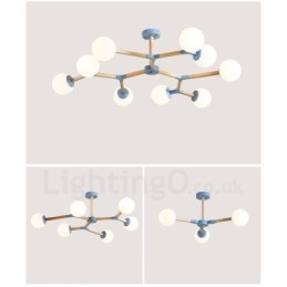 Træ Nordisk Moderne Magic Bean Træ Molecular lysekrone med glasskærme