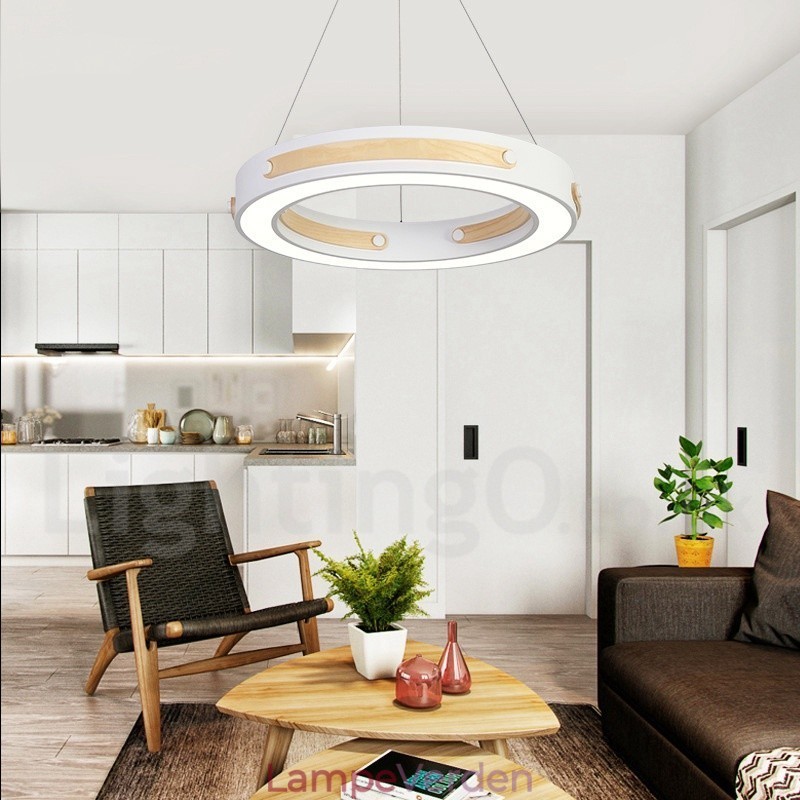 Multi træfarver ring moderne moderne pendel med akrylskærm