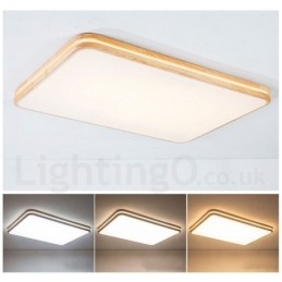 Dæmpbar rektangel af træ med linse Moderne moderne nordisk stil flush-mount træloftslampe med akrylskærm og fjernbetjening kan også bruges som væglampe
