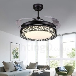 108 cm (42") 91 cm (36") Moderne moderne fjernbetjening hulloftsblæserlys med akrylskærm Mute ren kobbermotor