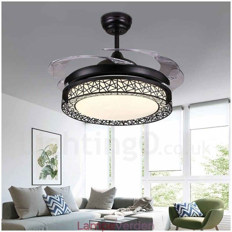 108 cm (42") 91 cm (36") Moderne moderne fjernbetjening hulloftsblæserlys med akrylskærm Mute ren kobbermotor