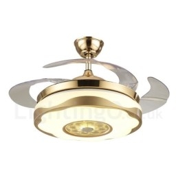 108 cm (42") 91 cm (36") Moderne moderne fjernbetjening Guldfarvet loftsventilatorlys med akrylskærm Mute ren kobbermotor