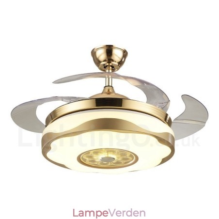 108 cm (42") 91 cm (36") Moderne moderne fjernbetjening Guldfarvet loftsventilatorlys med akrylskærm Mute ren kobbermotor 108 cm (42") 91 cm (36") Moderne moderne fjernbetjening Guldfarvet loftsventilatorlys med akrylskærm Mute ren kobbermotor