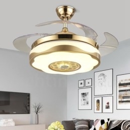 108 cm (42") 91 cm (36") Moderne moderne fjernbetjening Guldfarvet loftsventilatorlys med akrylskærm Mute ren kobbermotor