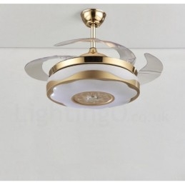 108 cm (42") 91 cm (36") Moderne moderne fjernbetjening Guldfarvet loftsventilatorlys med akrylskærm Mute ren kobbermotor