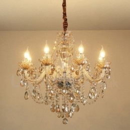 8 lys cognac farve elegant krystal stearinlys lysekrone