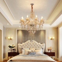 8 lys cognac farve elegant krystal stearinlys lysekrone