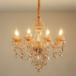 8 Lys ravguld Elegant Krystal Lysekrone