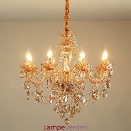 8 Lys ravguld Elegant Krystal Lysekrone 8 Lys ravguld Elegant Krystal Lysekrone