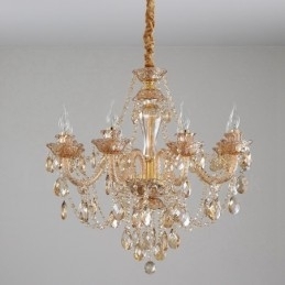 8 Lys ravguld Elegant Krystal Lysekrone