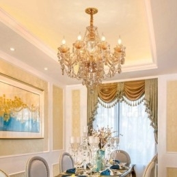 8 Lys ravguld Elegant Krystal Lysekrone